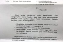 Surat dari Walikota Prabumulih Tentang Semarak Bulan Kemerdekaan Republik Indonesia ke-74 Tahun 2019