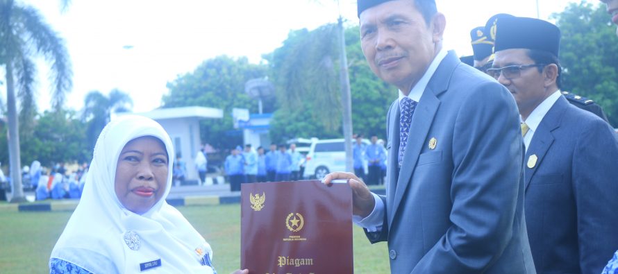 UPACARA BENDERA DALAM RANGKA MEMPERINGATI HUT KORPRI KE 48 TAHUN KOTA PRABUMULIH.