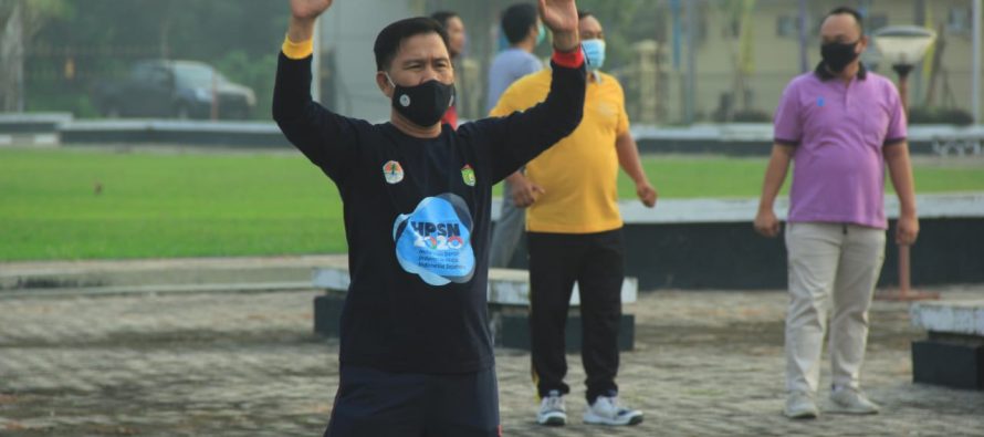 Senam bersama di Halaman Pemerintah kota prabumulih