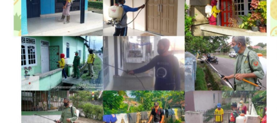 Penyemprotan Cairan Disinfektan Serentak di 37 Kelurahan dan desa Se-Kota Prabumulih