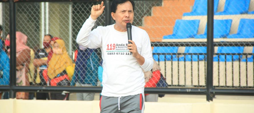 Senam pagi di Stadion Olahraga Talang Jimar Kota Prabumulih