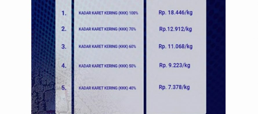 Informasi Harga Karet Sumatera Selatan Senin 16 November 2020