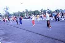 Senam Dan Olahraga Bersama Di Halaman Kantor Pemerintah Kota Prabumulih.