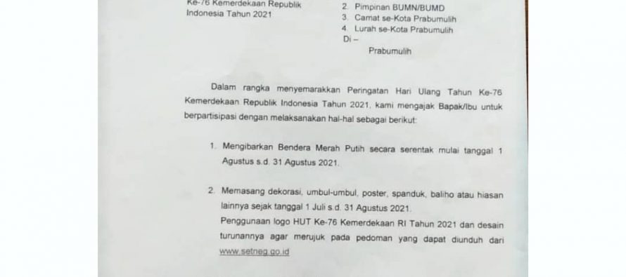 Peringatan Hari Ulang Tahun Ke-76 Republik Indonesia Tahun 2021.