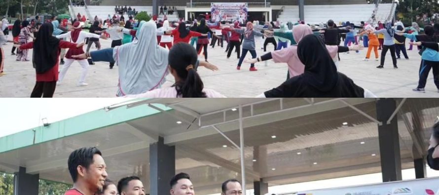 KEGIATAN SENAM PAGI BERSAMA DI LAPANGAN TAMAN PRABUJAYA