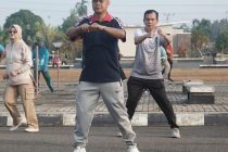 Senam Pagi Rutin di Halaman Kantor Pemkot Prabumulih
