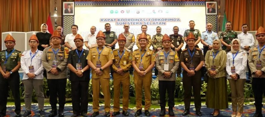Rapat Koordinasi Sinergitas Forkopimda Sumsel dalam Penanganan Bencana, Mencegah lnflasi, Kemiskinan Ekstrem, Stunting, Pemilu dan Pilkada guna mempertahankan Sumsel Zero Konflik Tahun 2024