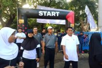 kegiatan jalan sehat HUT ke-50 tahun Televisi Republik Indonesia (TVRI) Stasiun Sumatera Selatan