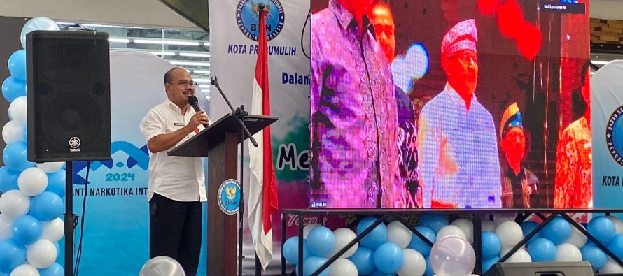 Staf Ahli Walikota Prabumulih Mulyadi Karoman, M.Si mewakili Pj Walikota Prabumulih menghadiri acara Peringatan Hari Anti Narkotika Internasional (HANI) Kota Prabumulih Tahun 2024