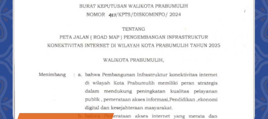 SK Walikota Prabumulih tentang Peta Jalan (Road Map) Pengembangan Infrastruktur Konektivitas Internet di Wilayah Kota Prabumulih Tahun 2025