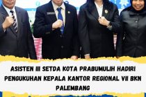 Asisten III Setda Kota Prabumulih Hadiri Pengukuhan Kepala Kantor Regional VII BKN Palembang
