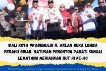 WALI KOTA PRABUMULIH H. ARLAN BUKA LOMBA PERAHU BIDAR, RATUSAN PENONTON PADATI SUNGAI LEMATANG MERIAHKAN HUT RI KE-80