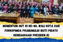 MOMENTUM HUT RI KE-80 WALI KOTA DAN FORKOPIMDA PRABUMULIH IKUTI PIDATO KENEGARAAN PRESIDEN RI