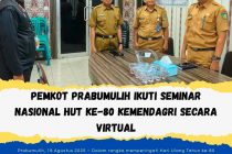 PEMKOT PRABUMULIH IKUTI SEMINAR NASIONAL HUT KE-80 KEMENDAGRI SECARA VIRTUAL