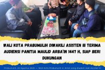 WALI KOTA PRABUMULIH DI WAKILI ASISTEN III TERIMA AUDIENSI PANITIA MAULID ARBA’IN 1447 H SIAP BERI DUKUNGAN