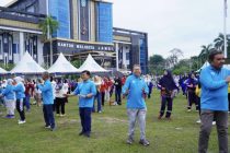 Senam Pagi dan Tanam Pohon Tutup Rangkaian Muskomwil II APEKSI 2025 di Kota Jambi