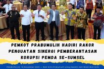 Pemkot Prabumulih Hadiri Rakor Penguatan Sinergi Pemberantasan Korupsi Pemda Se-Sumsel