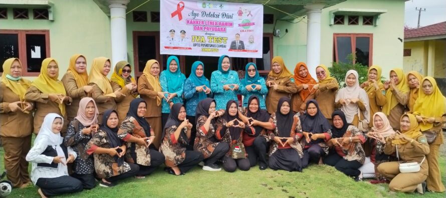 Ketua TP PKK Kota Prabumulih, Ibu Hj. Linda Apriana Arlan menghadiri kegiatan Deteksi Dini Penyakit Tidak Menular (PTM) Kanker Rahim dan Kanker Payudara yang dilaksanakan di Pustu Sindur