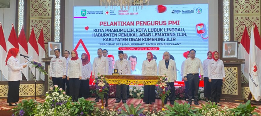 Hj Linda Arlan Ketua TP PKK Kota Prabumulih ikuti Pelantikan Dewan Kehormatan dan Pengurus PMI Kabupaten/Kota Masa Bakti 2026–2031